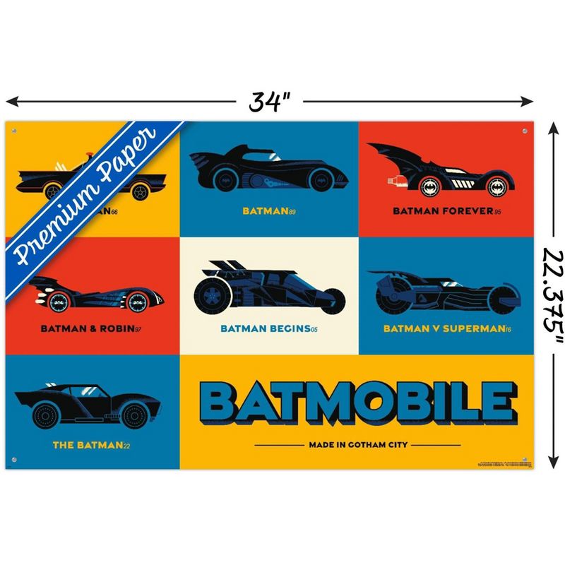 Trends International DC Comics Batman: 85th Anniversary - Minimalist The Batmobiles Unframed Wall Poster Prints, 3 of 7