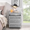 Gulches Mirrored Nightstand with 3 Drawers, Silver Crystal Inlay, Modern Bedside Table, Glass End Table for Bedroom 13.8''W x 17.7''L x 23.6''H - 3 of 4