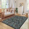 2x6 FT Modern Washable Area Rug, Floral Throw Carpet with Non Slip Backing, Low Pile Stain Resistant Floor Cover for Living Room, Beige - 3 of 4