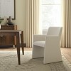 HomeRoots White Upholstered Faux Linen Dining Arm Chair - 2 of 4