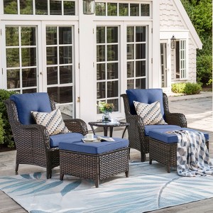 Gymojoy Outdoor Patio Chair Table with Ottoman High Back Club Chair - 1 of 4
