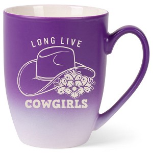 100 North Floral Western Hat 10 Ounce Purple and White Two Toned Ombre, Comfortably Fits Your Hands, Ceramic Tea Coffee Cup Mug, Long Live Cowgirls - 1 of 1