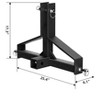 3 Point Hitch Receiver with 2" Receiver for Category 1 Tractor Drawbar Hitch Adapter for Kubota, John Deere, BX, LM25H, WLM Tractor, - 3 of 4