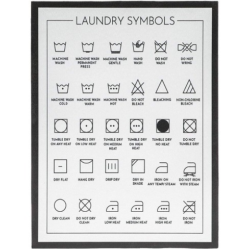 Juvale Framed Laundry Symbols Wall Art Sign For Home Decor, Wood Care 