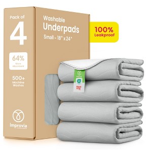 IMPROVIA® Washable Underpads 18”x24”, Heavy Absorbency Waterproof Incontinence Pads for Kids, Adults & Pets – Protects Bed, Couch, Sofa & Floor - 1 of 4
