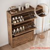 Shoe Cabinet with 2/3/4/6 Flip Drawers/ with 3 Flip Drawers & Side Door, Wooden Shoe Organizer w/Adjustable Shelf, Shoe Storage for Entryway - 4 of 4