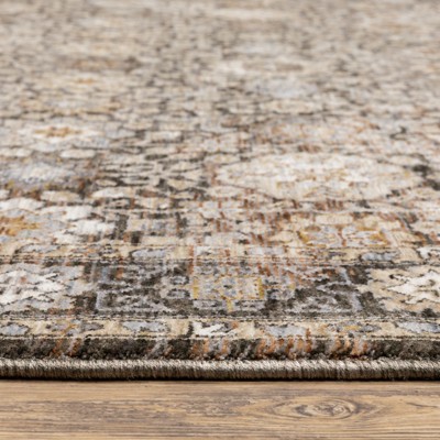 Ivory Floral Motif Hand-Knotted Synthetic Accent Rug