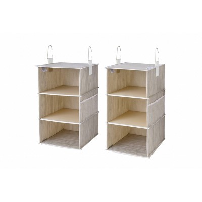 The Container Store 3-Compartment Hanging Closet Organizer Natural, 12 x 12 x 29 H