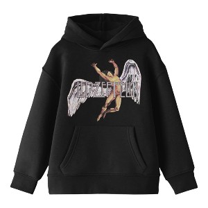 Led Zeppelin Falling Icarus Logo Long Sleeve Boy's Black Hooded Sweatshirt - 1 of 3