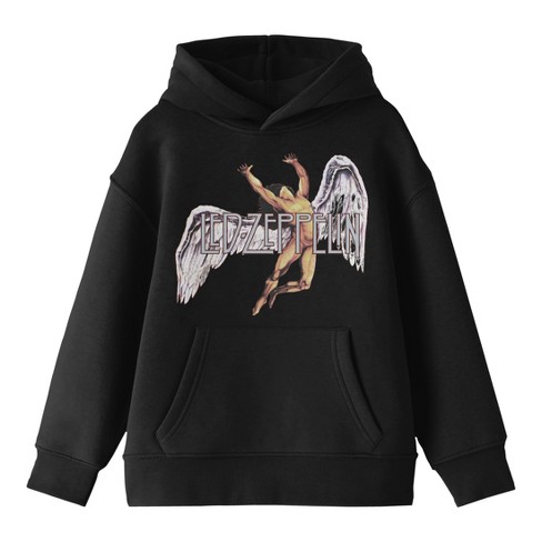 Led Zeppelin Falling Icarus Logo Long Sleeve Boy's Black Hooded Sweatshirt - image 1 of 3