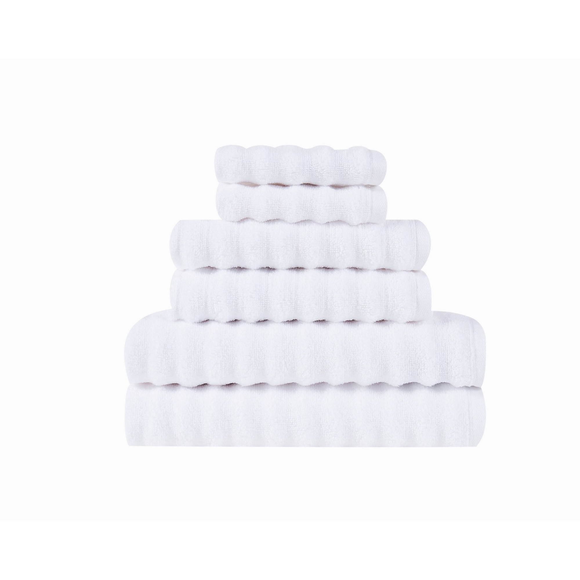 Truly Soft 6pc Zero Twist Bath Towel Set White : Microfiber, Machine Washable, Non-Slip Backing