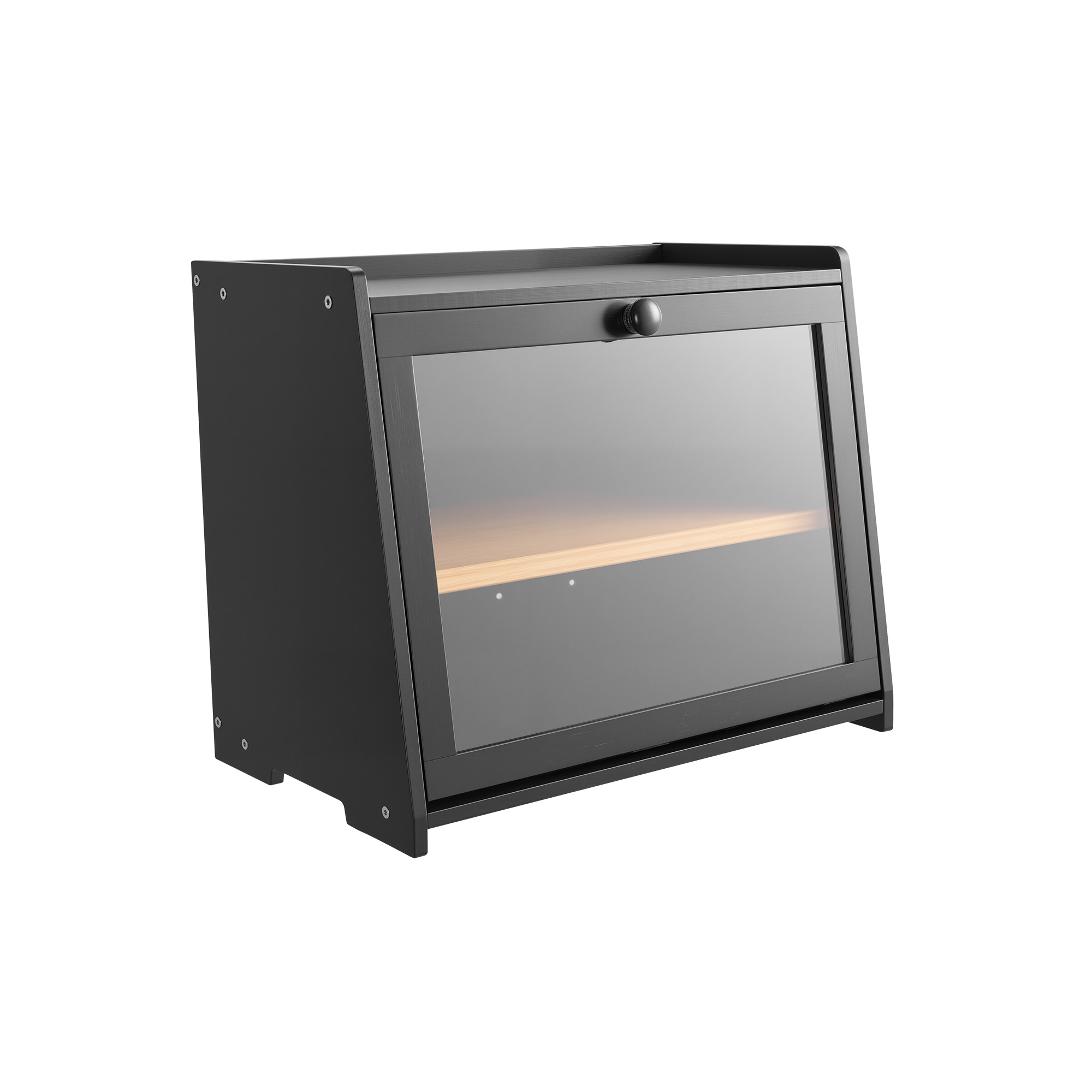 Double Layer Bread Box for Kitchen Counter, Black