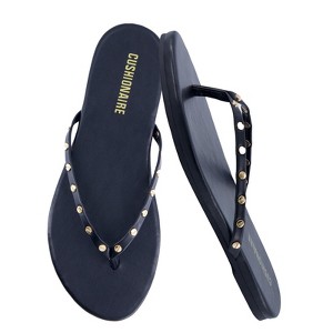 CUSHIONAIRE Confetti Women’s Studded Flip Flop Sandal – Slip-On Thong with Memory Foam & Stylish Rivet Strap - 1 of 4