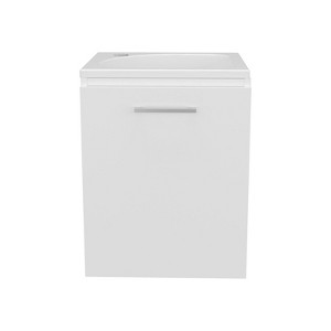 SEVOBAL Bathroom Vanities 15.7in Floating One Door Cabinet Vanities with Resin Sink for Bathroom Storage, White, 24.41"*20.47"*11.02" - 1 of 4