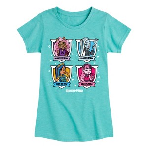 Girls' - Monster High - Clawdeen Wolf Frankie Stein Cleo de Nile Draculaura Fitted Short Sleeve Graphic T-Shirt - 1 of 4