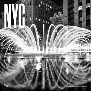 BrownTrout New York City Black and White 2026 12"x24" Hanging Square Wall Calendar Plastic-Free - 1 of 4