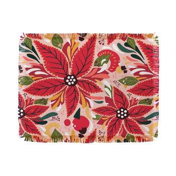 Avenie Abstract Floral Poinsettia Red 56"x46" Woven Throw Blanket - Deny Designs