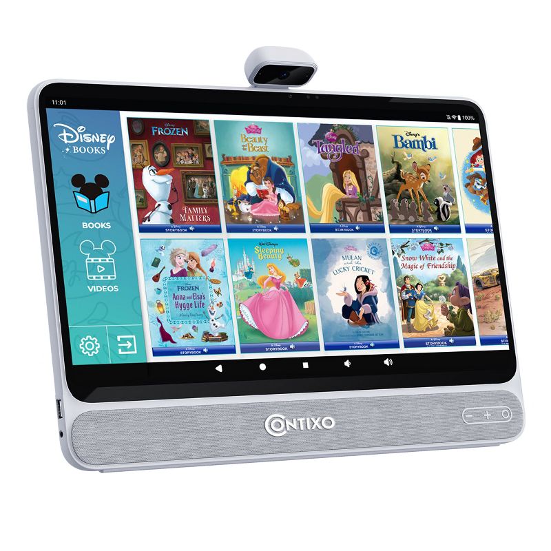 Contixo Disney Storybooks Bundle A3 15.6" Tablet: 128GB (2023 Model), 13MP Camera, 10W Speaker. with 7" Kids Tablet: 32GB, kickstand, Case, 2 of 17