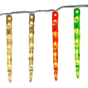 GE Color Choice 20-Count Dual Color 100 LED Ice Crystal Icicle Lights Multi/White - 1 of 4