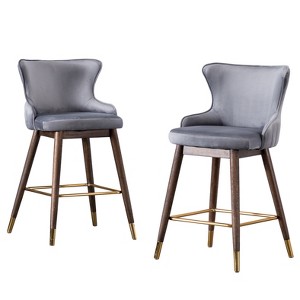 Ridstar Set of 2 Counter Height Swivel Barstools For Dining Room & Counter-Gray - 1 of 4