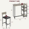 Jojoka Dining Bar Table Set for 2 with 3 Storage Shelves,Pub Bar Counter Table with 2 Footrest Chairs - 3 of 4