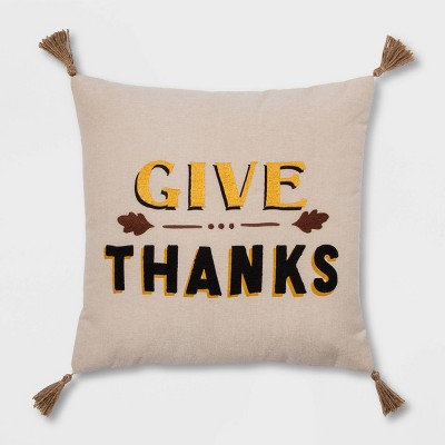 'Give Thanks' Square Throw Pillow