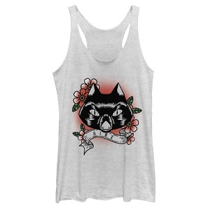 Women's Disney Hocus Pocus Binx Flower Tattoo Racerback Tank Top - 1 of 3