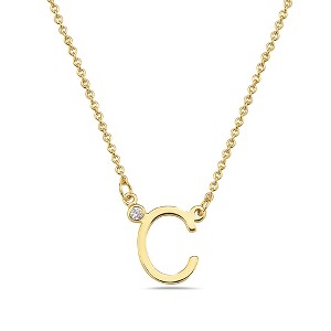 Stylish 14k gold plated initial necklace adorned with sparkling cubic zirconia for a personalized and elegant touch. - 1 of 2