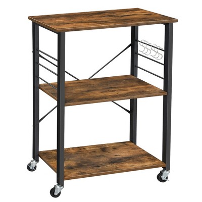 Mind Reader Metal Rack Utility Shelf/Microwave Stand with Hooks