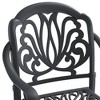 Gulches Set of 2 Cast Aluminum Patio Dining Chairs - Black Frame + Brown Cushions, Weather/UV Resistant, Stackable, Carved Design - 4 of 4