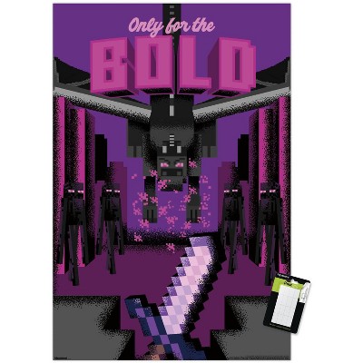 Trends International Minecraft: Discover - Only For The Bold Unframed Wall Poster Print White Mounts Bundle 22.375" x 34"