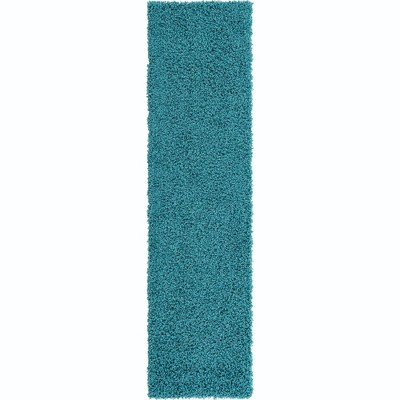 Blue Shag Reversible Synthetic Runner Rug