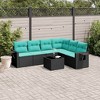 vidaXL 7 Piece Patio Sofa Set with Cushions Black Poly Rattan - 2 of 4