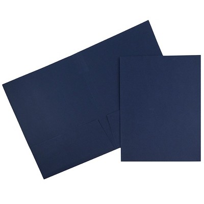 JAM Paper 2-Pocket Portfolio Folder Navy Blue Linen 26982D