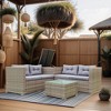 ELJGET 4 Pieces Wicker Outdoor Patio Conversation Set, Wicker Rattan Patio Sectional Sofa with Storage Box - 3 of 4