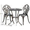 Christopher Knight Home Nassau Outdoor Vintage Style Cast Aluminum Bistro Set with Tulips - 3 of 4