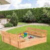 Costway Kids Large Wooden Sandbox w/Cover 2 Convertible Bench Seats for Outdoor Play - 2 of 4