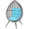 Outsunny Patio Wicker Lounge Chair with Soft Cushion, Outdoor/Indoor PE Rattan Egg Teardrop Cuddle Chair with Height Adjustable Knob for Garden - 4 of 4