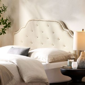 Contemporary Upholstered Headboard with Button Tufted Diamond Stitch & Nailhead Accents, Queen/Full Size Headboard -Christopher Knight Home - 1 of 4