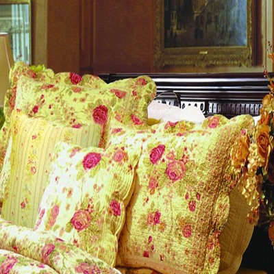 Antique Rose Twin Cotton Reversible Quilt Set with Decorative Pillows