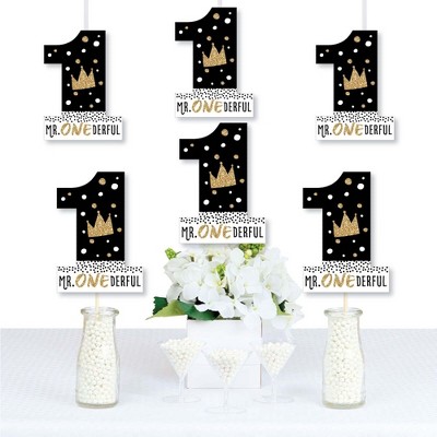 Big Dot of Happiness 1st Birthday Little Mr. Onederful - One Shaped Decorations DIY Boy First Birthday Party Essentials - Set of 20
