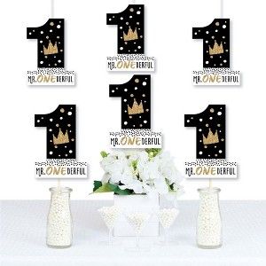 Big Dot of Happiness 1st Birthday Little Mr. Onederful - One Shaped Decorations DIY Boy First Birthday Party Essentials - Set of 20 - 1 of 4