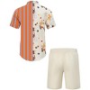 Clearlove Men's Hawaiian Sets Floral Printed Short Sleeve Button Down Shirts Drawstring
 Shorts Casual Outfits - 2 of 4