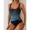 Eomenie One Piece Swimsuit for Women Tummy Control Ruched Slimming Bathing Suit Drawstring Leopard Swimwear - 3 of 3