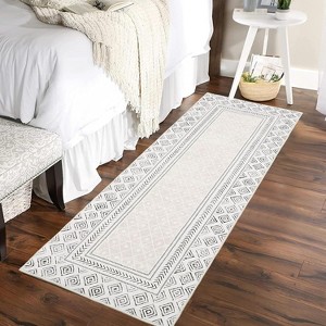 Acekool Washable Area Rug, Solid Bordered Non Slip Low Pile Carpet for Living Room, Bedroom, Kids, Dining - 1 of 4