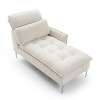 55" Upholstered Chaise Lounge with Left Armrest - Button Tufted Lounge Chair with Lumbar Pillow,Tool-Free Assembly for Living Room - 3 of 4