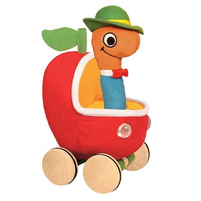 Yottoy Lowly Worm Soft Toy 7.5” with Applecar 6”
