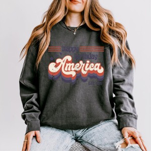 Simply Sage Market Happy Birthday America Retro Lightweight Garment Dyed Sweatshirt - 1 of 4
