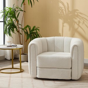 Upholstered Swivel Accent Chair 360° Comfy Club Chair Teddy Arm Chair Single Sofa,Swivel Barrel Chair For Living Room Bedroom-Cuddlewood - 1 of 4