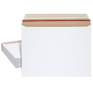 Juvale 25 Pack Stay Flat Rigid Mailers 9x12 with Self Adhesive Seal, Bulk White Cardboard Envelopes for Shipping Photo, Magazines, Comic Books - 1 of 4